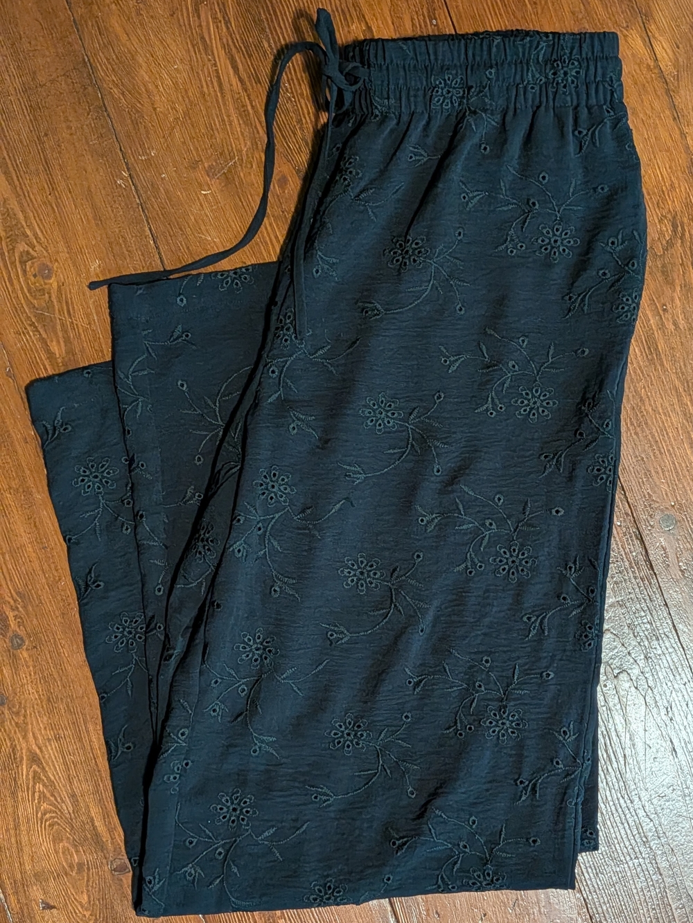 Haver & Blair London Black Eyelet Embroidered Wide Leg Pants